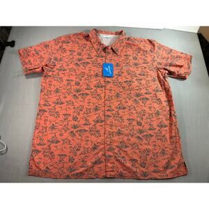 Columbia PFG Vented Fishing Shirt Mens 3X Coral Print Button Up NWT